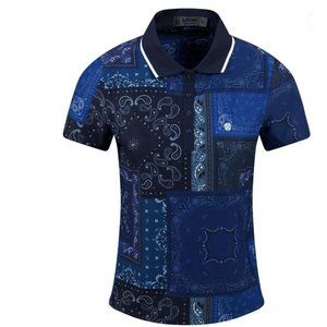G/FORE  Bandana Print Polo Top in Twilight Blue